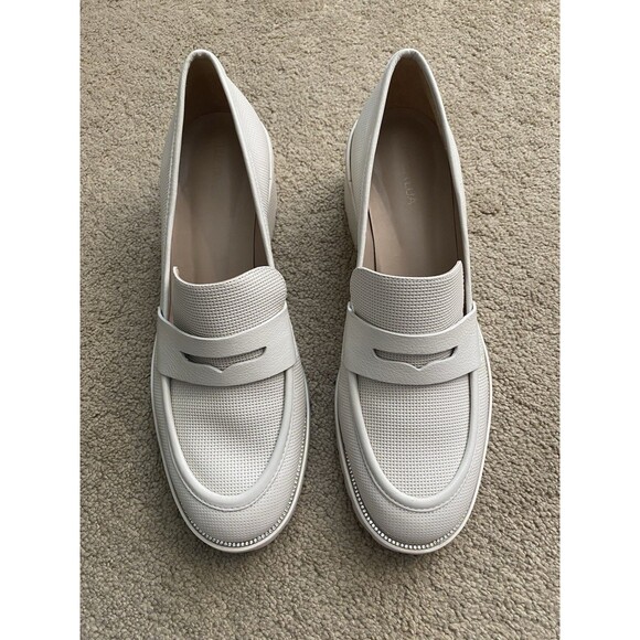 Luz Da Lua Shoes - Luz da Lua Tramado Strass Lug Sole Loafers Off White Leather Chunky Y2K Size 10